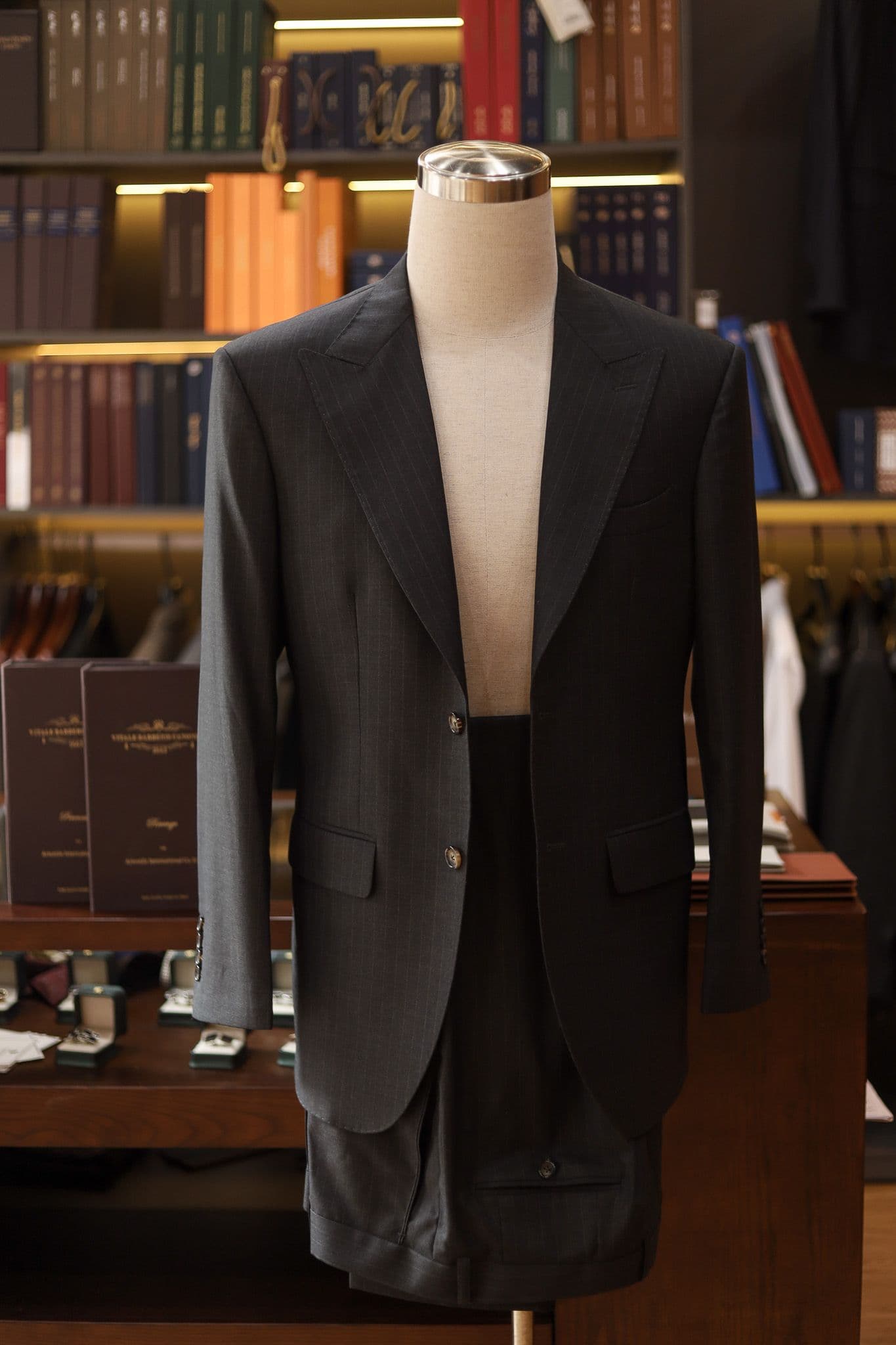 Vitale Barberis Canonico Revenge Dark Grey Striped Suit