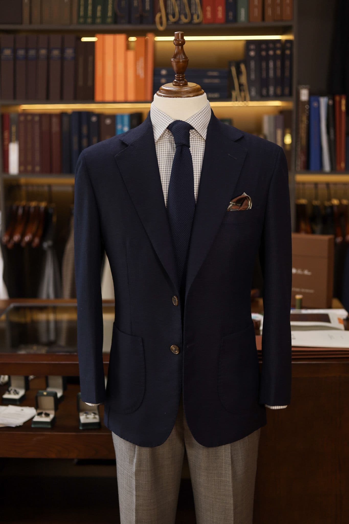 Vitale Barberis Canonico Navy Hopsack Jacket